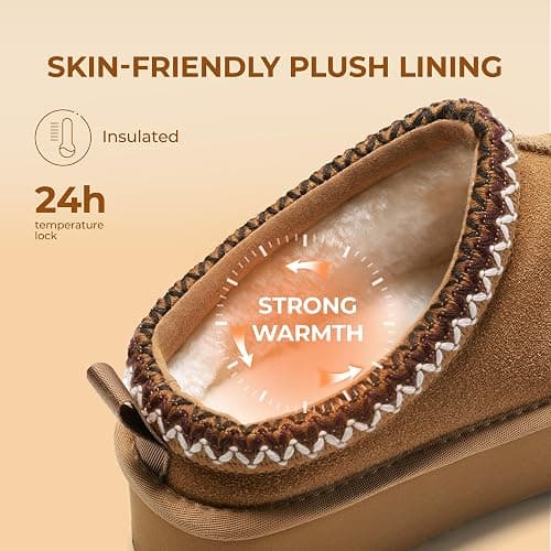 DREAM PAIRS Women's Platform Slippers Genuine Suede Slip-on Warm FuzzyEasy Autumn Winter Fluffy Comfy Furry Shoes for Outdoor Indoor thumbnail 3