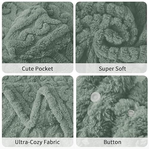 Wearable Blanket Poncho Cape Wrap for Adult, Cozy Sherpa Fleece Pocketed Shawl TV Throw Blankets for Office and Lounge(Ivory,58'' x 64'') thumbnail 4