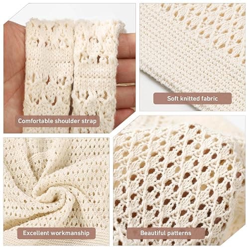 WantGor Crochet Bags, Beach Mesh Tote Bag Womens Shoulder Shopping Handbag Casual Travel Totes Bag Foldable Hobo Bags thumbnail 7