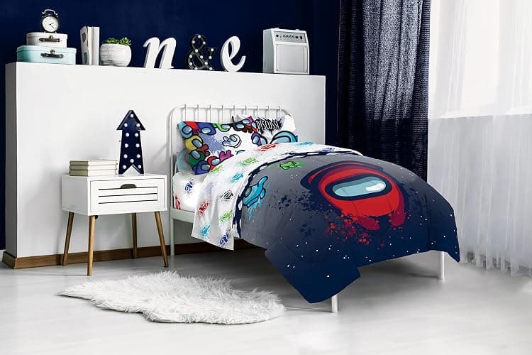 Jay Franco Among Us Space Splatter (4 Piece) Twin Size Bed Set - Includes Comforter & Sheet Set - Super Soft Fade Resistant Microfiber (Official Among Us Product) thumbnail 7
