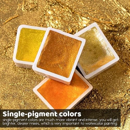 Paul Rubens Artist Watercolor Paints-Metallic Glitter Solid Colors-Pink Portable Metal Case with Palette-24 Color Set Sparkle Watercolor thumbnail 6