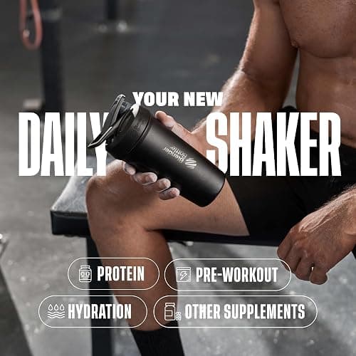 BlenderBottle Strada Shaker Cup Insulated Stainless Steel Water Bottle with Wire Whisk, 24-Ounce, Black thumbnail 6