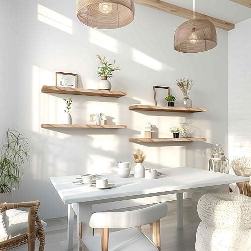 GXYAWPJ 24 Inch Floating Shelves for Wall Rustic Light Wood Wall Shelves for Bedroom Set of 4 thumbnail 5
