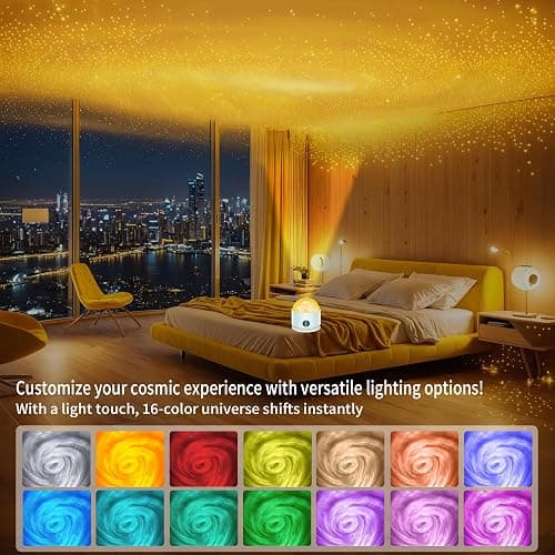Galaxy Projector Night Light, USB Rechargeable Star Projector Light with Remote Control, 16 Colors Night Lights Milky Way Sensory Light for Kid, LED Nebula Lamp for Kids Adults, Room Party Decor Gift thumbnail 2