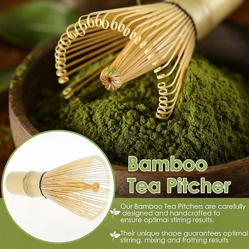 Matcha Besen 5-Teiliges Set Matcha Schneebesen mit Matcha Besen Halter Keramik Traditionelle Schaufel Matcha Whisk Set für Japanische Handarbeit (Dunkelgrün) thumbnail 6
