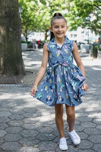 Disney Floral Chambray Skater Dress Newborn to Big Kid Sizes (0-3 Months - 14-16) thumbnail 3