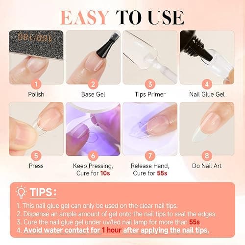 UNA GELLA Gel Nail Glue, Solid Nails Gl ue Gel 40ml Lamp Curing Needed Soak Off G LUE Strong Nail G LUE G el for Acrylic Fake Nails Tips Extension Press On Nails for Gelly Tips thumbnail 6
