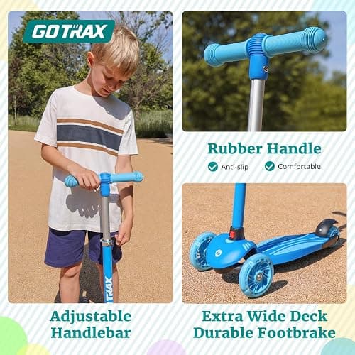 Gotrax KS1 Kids Kick Scooter, LED Lighted Wheels and 3 Adjustable Height Handlebars, Lean-to-Steer & Widen Anti-Slip Deck, 3 Wheel Scooter for Boys & Girls Ages 2-8 and up to 110 Lbs thumbnail 5