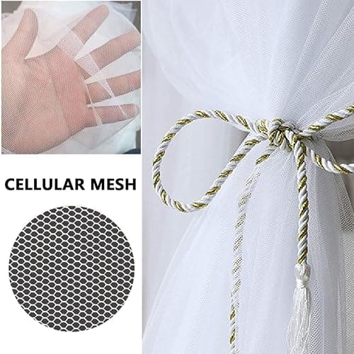 Bed Canopy, Canopy Bed Curtains Bed Drapes for Full Queen King Size Bed Mosquito Net Bed Canopy Curtains for Patio Indoor Outdoor Room Decor Screen Netting Canopy Curtains White thumbnail 5