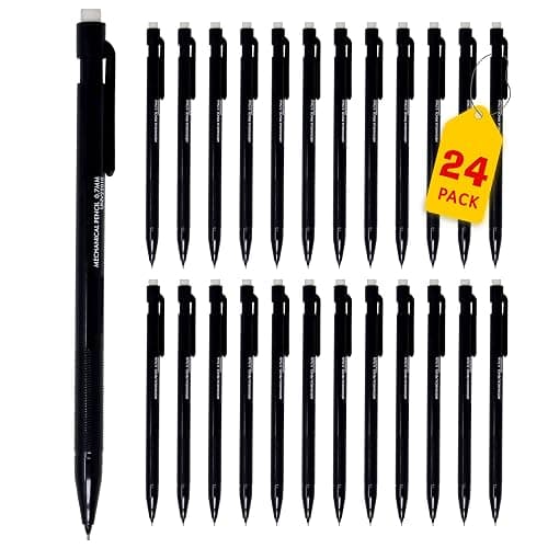 Tribello Mechanical Pencils 0.7 mm Bulk Lead Pencils for Drawing, Drafting, Sketching, Handwriting - Black Barrel - Total 24 (12 Count - 2 Pack) - Image 1