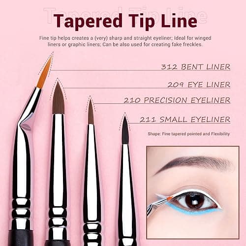 Jessup Eyeliner Brush Set, Professional Eye Liner Makeup Brushes 11pcs, Angled Flat Definer Ultra Fine Bent Pencil Point Eyeliner Brushes for Precision Liner, T324 thumbnail 2