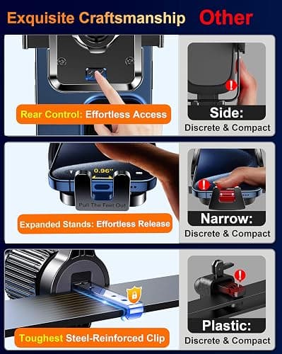Qifutan Dash Mounted Holders Phone Holders for Your Car Phone Mount for Car Windshield Dashboard Air Vent Universal Desk Mounts Hands Free Automobile Cell Phone Holder Fit for iPhone Smartphone thumbnail 6