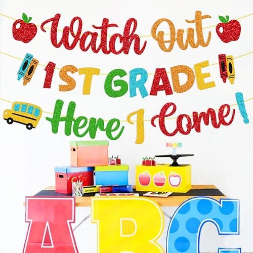Welcome to 1st Grade Decoration Watch Out 1st Grade Here I Come Banner | Hello First Grade Decor the First Day of School Bulletin Board Backdrop for Students Teachers thumbnail 6