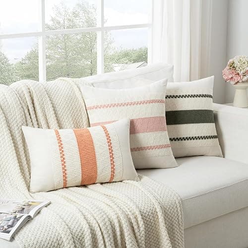Fancy Homi Set of 1 Boho Olive Green Lumbar Decorative Throw Pillow Cover 12x20 Inch for Couch Bed Sofa Chair, Modern Organic Farmhouse Home Decor, Soft Cotton Cute Accent Rectangle Cushion Case thumbnail 7