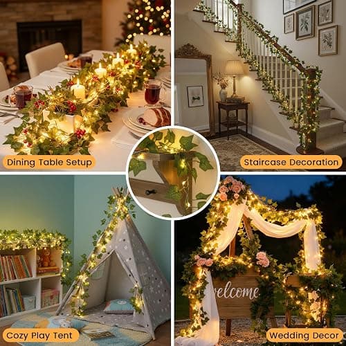 DomeStar Vines with Light for Bedroom, 40Ft 120 LED Fairy Lights with Vines, Curtain String Lights with Remote for Dorm, Wedding, Party, Wall, Indoor, Outdoor Holiday Home Decor thumbnail 8