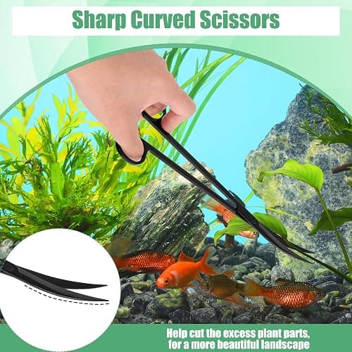 Liveek Aquarium Aquascape Tools Kit, 4 in 1 Anti-Rust Aquatic Plant Aquascaping Tool Stainless Steel Black Tweezers Scissors Spatula for Aquarium Tank Clean Fish Tank Aquascape Tools Sets (Black) thumbnail 3
