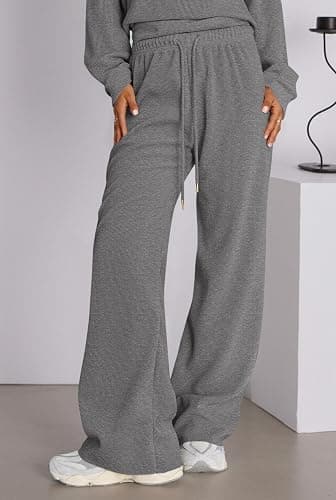 PRETTYGARDEN Women Fall Sweatsuits Two Piece Sets Mock Neck Long Sleeve Knit Tops Wide Leg Pants Lounge Set Travel Outfits thumbnail 5