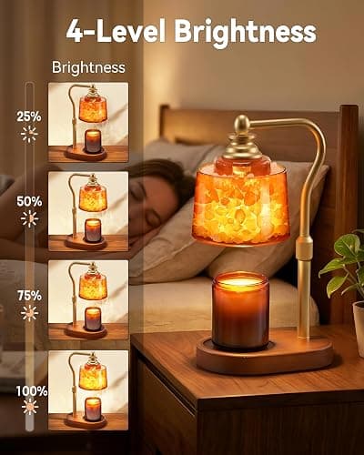 ZAXLZMHSD 3-in-1 Candle Warmer Lamp with Timer Dimmable, Himalayan Salt Lamp & Passive Diffuser, Gifts for Women, House Warming Gifts, Wax Melt Warmer for Jar Candles thumbnail 2