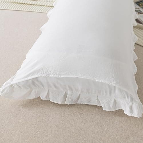H HOUSEHOLD Body Size Pillow Cases Set of 1 - Ruffled Chic Boho Pillowcase 1 Pack, Super Soft and Cozy Pillow Case Covers with Envelop Closure, 20x54 Inches thumbnail 4