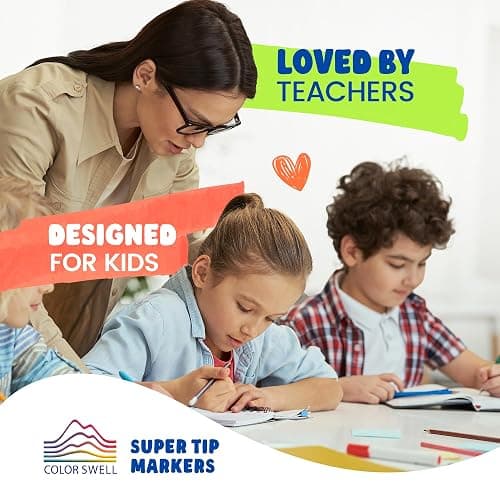 Color Swell Washable Bulk Markers Pack 36 Boxes of 8 Vibrant Colors Each (288 Total Super Tip Markers) for Classrooms, Parties, Donations, Home thumbnail 5