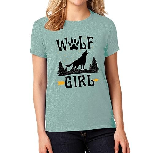 Wolf Girl Shirt Funny Wildlife Animal Lovers Howling Wolf Women T-Shirts thumbnail 4