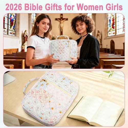 Bible Cover Case Study Supplies for Women Gifts Large Bible Cover with Highlighters Pens Tabs Cute Quilted Carrying Case Bible Journal Kit Accessories Christian Gifts Bible Sticky Notes A thumbnail 7