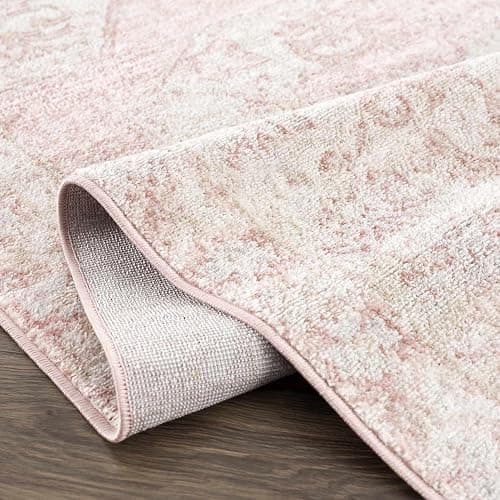 BoutiqueRugs Blush & Light Pink Collection Snead Bohemian Oriental Medallion Area Rug - Traditional Floral Carpet for Living Room, Bedroom - Blush, Pale Pink, Cream - 3'11" x 5'7" - 3'11" x 5'7" (Rectangular) - Pale Pink, Plum, Peach / Snead thumbnail 9