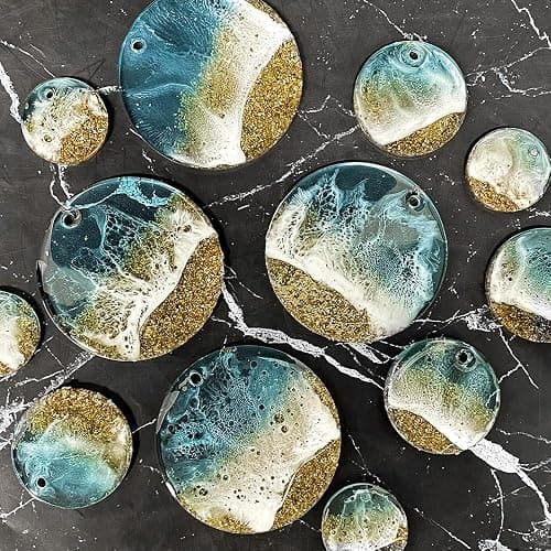 RESINWORLD 25-Cavity Set of Large + Medium + Small Shiny Flat Circle Silicone Mold, Drilled Round Earrings Pendant Mold, Keychain, Pet Tag Resin Mold thumbnail 2