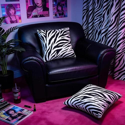 Pecfamly Black and White Y2K Zebra Print Pillow Cover, Aesthetic Mcbling 2000S Y2K Baddie Scene Room Bedroom Decor for Teen Girls (18"X18", Set of 2, No Inserts) thumbnail 2
