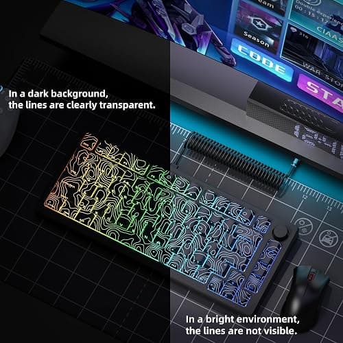 dagaladoo Double Shot PBT Keyboard keycaps Set,Black Topographic,Shine Through Custom keycap,Side Printed keycaps dye sub,Cherry Profile keycap for TKL US Layout Mechanical Keyboard(134keys) thumbnail 4