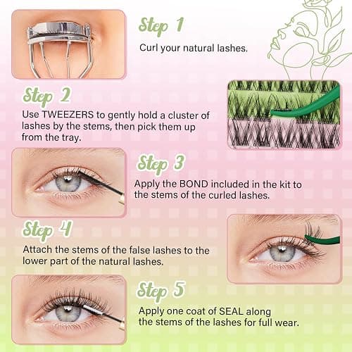 KEYYOU Angel lash Clusters Kit Lash Extension Kit D Curl 144Pcs Eyelash Extension Kit Wispy Natural Invisible Band Lash Kit with Waterproof DIY Lash Extension Kit at Home(Angel-D-8-18MIX) thumbnail 8