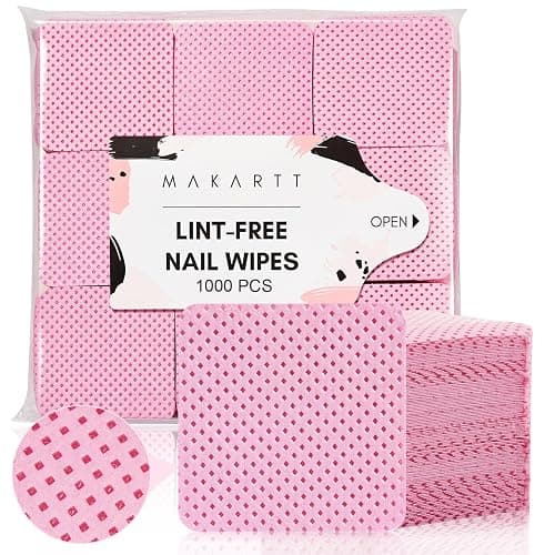 Makartt Lint Free Nail Wipes: Nail Polish Remover Pads 1000PCS Eyelash Extension Glue Wipes, Super Absorbent Soft Gel Nails Wipes Dry Wipes for Nail Prep and Gel Polish Remover, Pink - Image 1