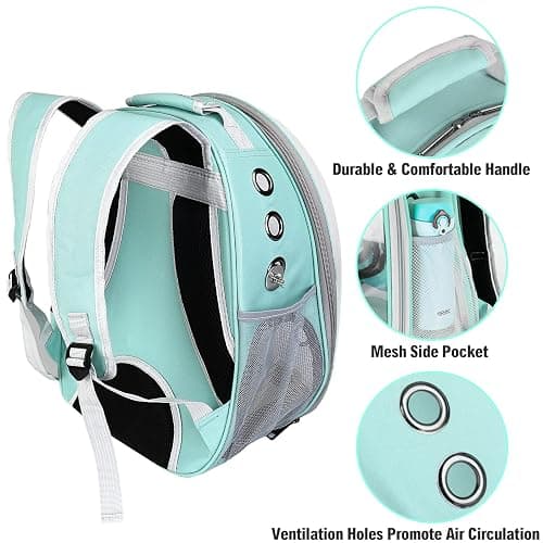 Bird Backpack Carrier with Perch, Portable Bird Travel Cage Bag, Clear Parrot Carrier Cockatiel Cage with Toy Stainless Steel Food Bowl Tray for Conures Parakeet Budgie Canary Lovebirds Small Animals thumbnail 3