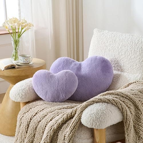 Nokrwit 2PCS Throw Pillows Heart Pillow Home Decor Decorative Couch Pillows Bed Pillows Outdoor Pillows Valentine Gifts,Purple 9"*13" thumbnail 3