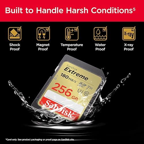 SANDISK 256GB Extreme SDXC UHS-I Memory Card - C10, U3, V30, 4K, UHD, SD Card - SDSDXVV-256G-GNCIN thumbnail 5
