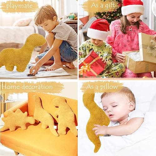 3 Packs Dino Nugget Pillow Plush, 18 inches Dinosaur Chicken Nugget Pillow Stuffed Animal Plush Toy, Dino Nugget Dinosaur Party Decoration Birthday Christmas Valentines Day Gift for Kids Boys Girls thumbnail 5