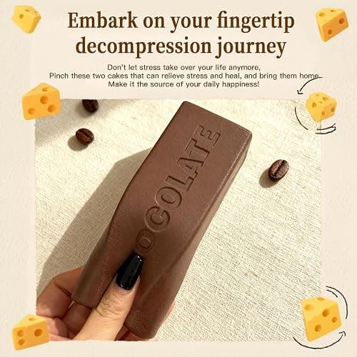 Squishy Fidget Blocks - Strawberry & Chocolate Slow Rising Squeeze Foam for Stress Relief - Calming Desk Accessory and Focus Aid for Adults, Office & Study thumbnail 6