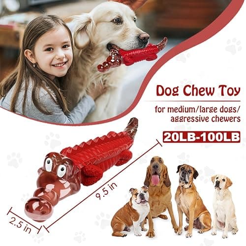 (1 Pack) Red crocodile dog chew toy thumbnail 2