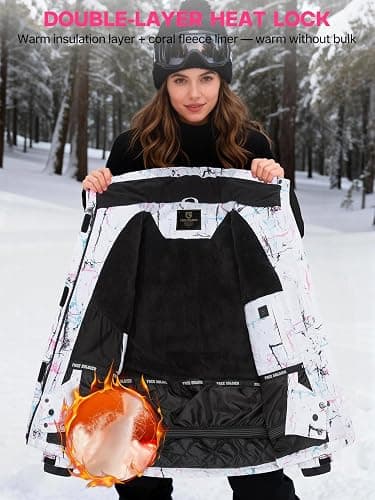 FREE SOLDIER Women's Waterproof Ski Snow Jacket Fleece Lined Warm Winter Rain Jacket with Hood Fully Taped Seams thumbnail 3