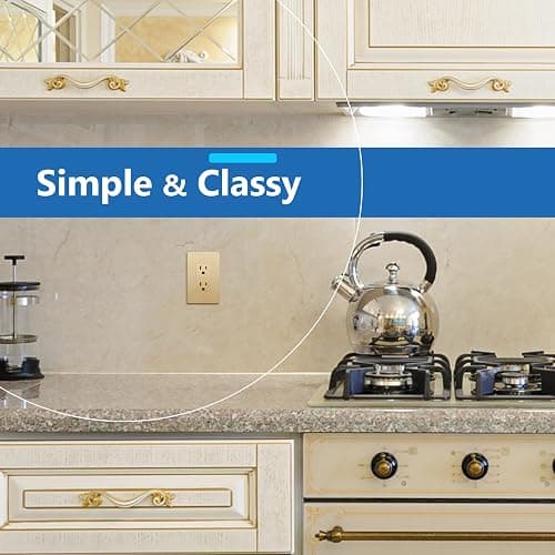 LIDER Matte Finish Decorator Receptacle with Interchangeable Face Cover, Child Safe Tamper-Resistant Wall Outlet with Screwless Wall Plate, Residential Grade, 15A 125V, UL Listed, LR15-TR-GDSWP, Gold - 15 Amp (Wall Plate Included) - Gold - 1 thumbnail 6