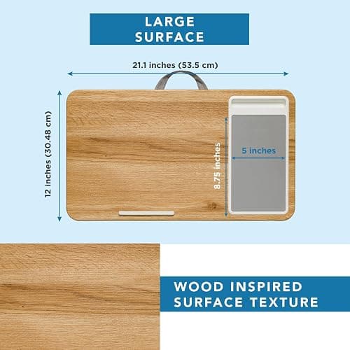 LAPGEAR Home Office Lap Desk with Device Ledge, Mouse Pad, and Phone Holder - Oak Woodgrain - Fits up to 15.6 Inch Laptops - Style No. 91589 - Oak Woodgrain - Home Office thumbnail 5