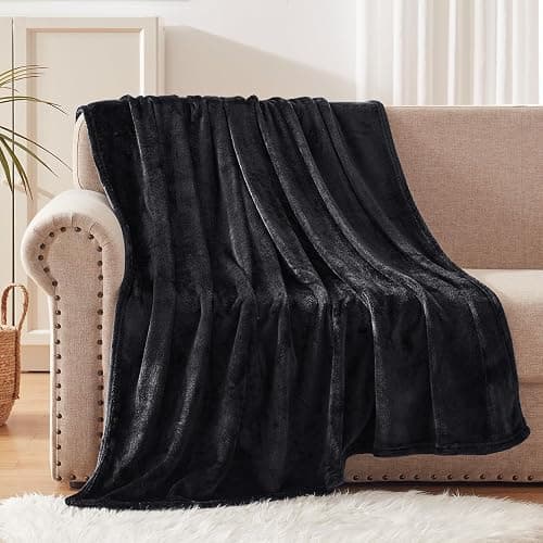 Exclusivo Mezcla Extra Large Fleece Throw Blanket for Couch, Sofa, 300GSM Super Soft and Warm Blankets, Black Throw All Season Use, Cozy, Plush, Lightweight, 50x70 Inches thumbnail 7