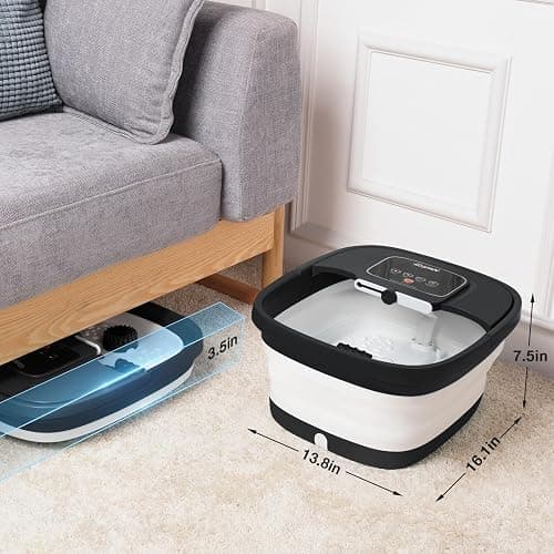 HOSPAN Collapsible Foot Spa with Heat, Bubble, Red Light, and Temperature Control, Foot Bath Massager with 8 Shiatsu Massage Rollers, Pedicure Foot Spa for Relaxation and Stress Relief, Black thumbnail 5