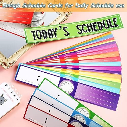 Chinco Daily Schedule Pocket Chart School Class Schedule Kit 13+1 Pocket Chart, 2 Hook, Title Card, 30 Double-Sided Blank Erasable Card for Classroom School or Home(Black) thumbnail 6