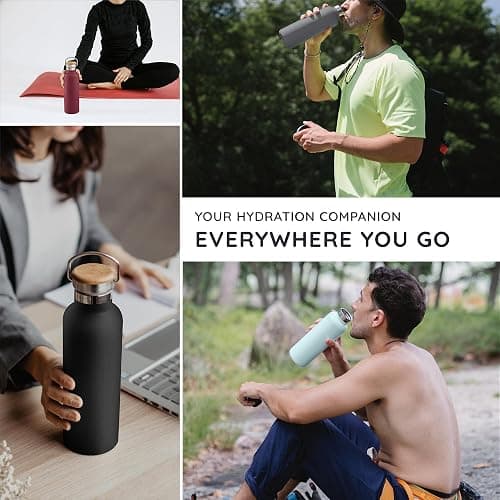 Bambaw 16 oz Water Bottle Insulated, Reusable Stainless Steel Water Bottle with Wide Mouth That Fits Tea Infusers, Made of High-Grade Stainless Steel, Durable & Easy to Clean (Red Berry) thumbnail 7
