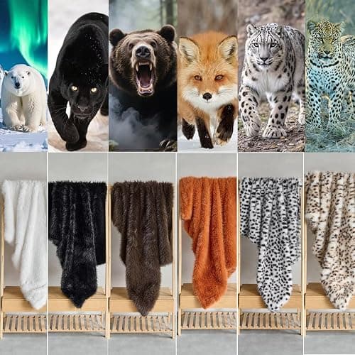 Luxury Fluffy Faux Fur Throw Blanket,Thick Fluffy Fuzzy Cozy Blanket,Plush Blankets for Couch, Sofa, Chair, Bed-Black,50x60 thumbnail 9