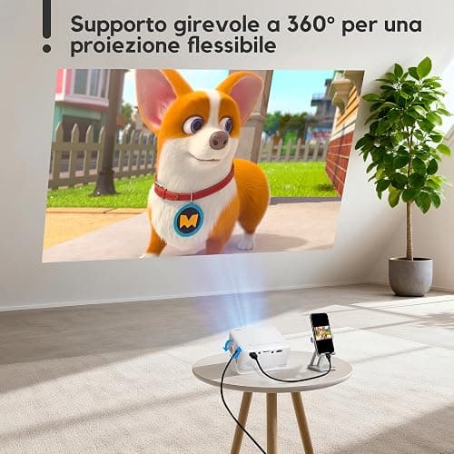 Mini Proiettore, AKIYO O1 Proiettore Portatile 15000 Lumens, 2025 Upgraded Videoproiettore 4K Supporto Full HD 1080P, Auto Keystone, Zoom 50%, Rotabile 360°, per Phone/TV Stick/HDMI/USB/TF thumbnail 7