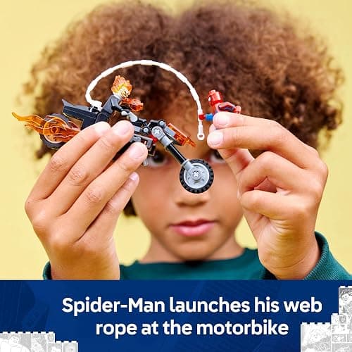 LEGO | Marvel Spider-Man vs. Ghost Rider Motorcycle - Superhero Toy w/a Motorbike Model, 2 Minifigures, Web String & Fire Elements - Gift for 6+ Year Old Boys - 76335 thumbnail 5