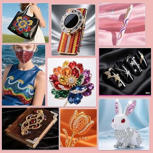 B7000 Glue with Large Rhinestones for Crafting, 5MM Rainbow Rhinestones Flat Back Gems Crystal with Jewelry Glue Adhesive for DIY Graduation Cap Bedazzling Crafts Clothes Tumblers Shoes thumbnail 7
