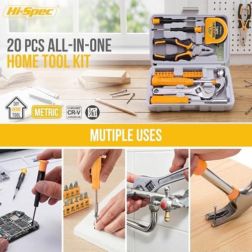 Hi-Spec Tool Kit Yellow 20pc. Small Tool Kit for Home DIY & Office Repairs. Compact and Lightweight Essential Tools in a Portable Book-Sized case. thumbnail 6